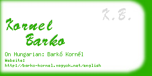 kornel barko business card