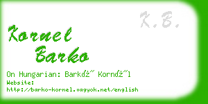 kornel barko business card